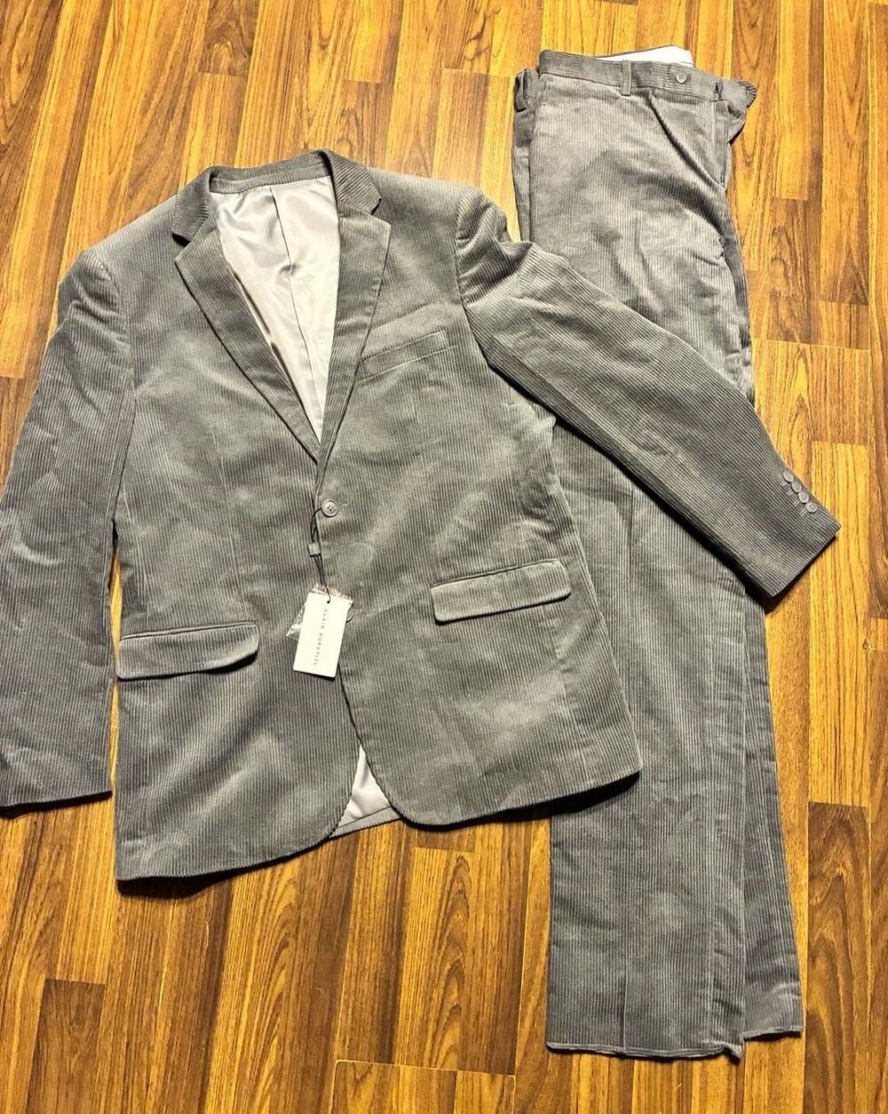 Alain Dupetit Men's Gray Corduroy Two-Piece Suit